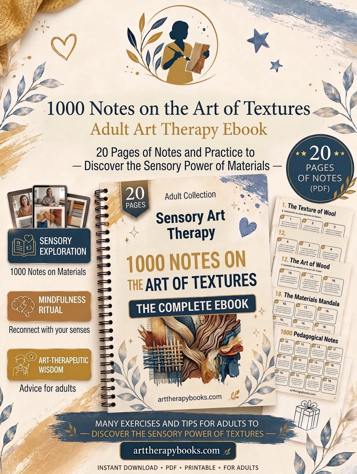 1000 Notes on the Art of Textures – Art Therapy Ebook for Creative Sensory Exploration