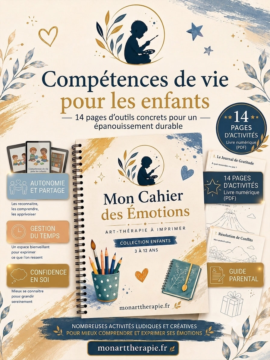 Compétences de Vie pour les enfants – Ebook d’Art Thérapie (14 pages) pour gérer les émotions et développer l’autonomie