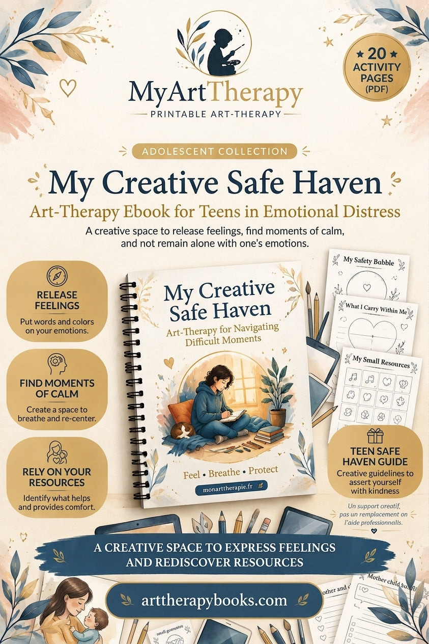 Mon refuge créatif – Ebook d'art-thérapie pour adolescents en détresse émotionnelle