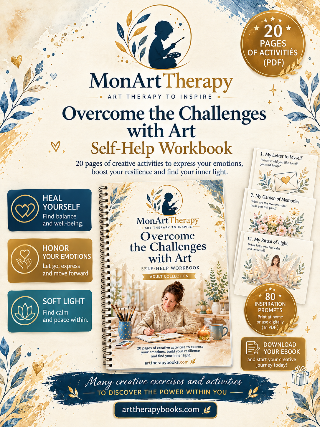 Navigating Grief Through Art – Art Therapy E-book, Companion Workbook