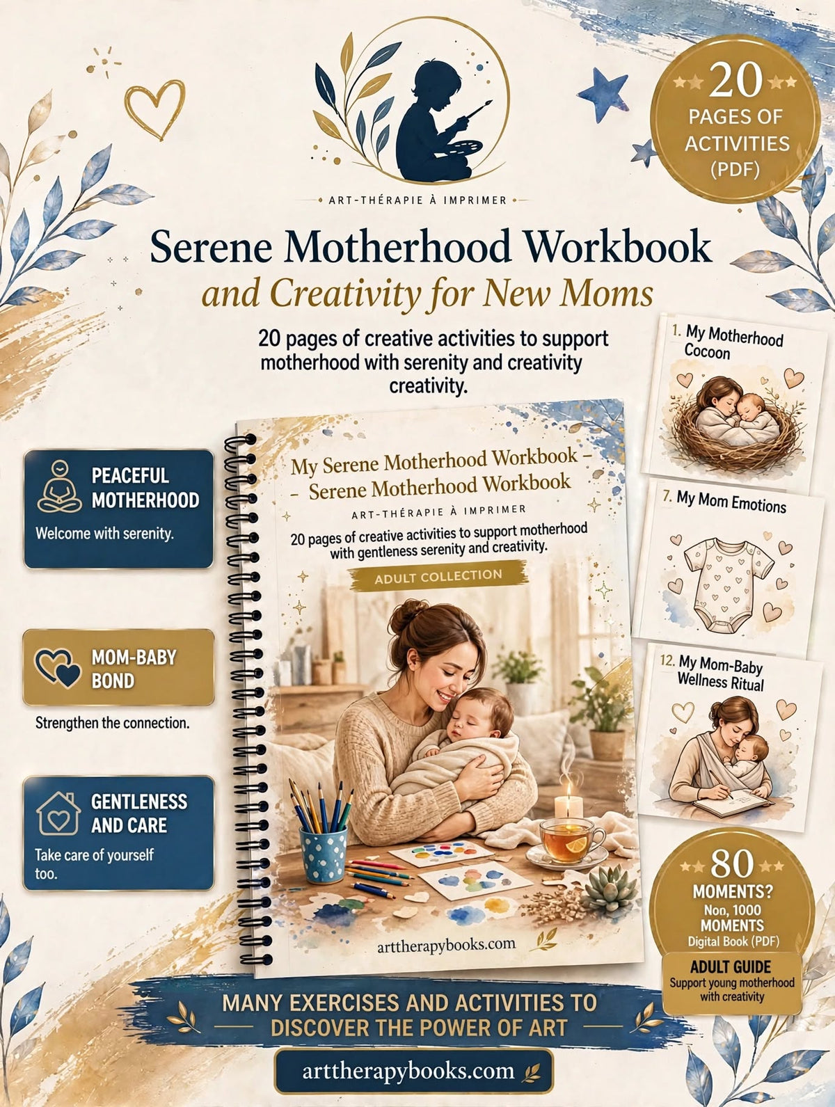 Serene Motherhood Workbook – Art Therapy Ebook for New Moms