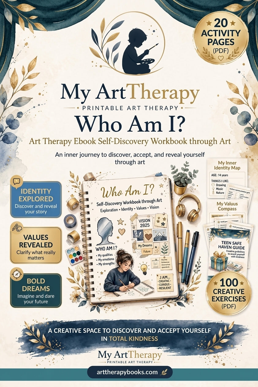 Who Am I? – Art Therapy Ebook, Self-Discovery Workbook Through Art